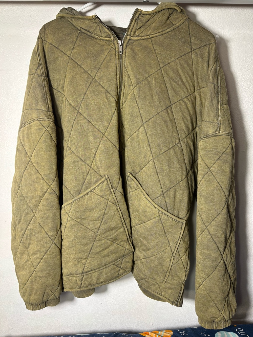 Wild fable Quilted Zip Hoodie in Olive Green free people dupe